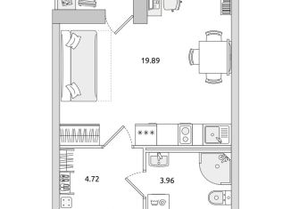 Продаю квартиру студию, 28.2 м2, деревня Новосаратовка, улица Первых, 4к3