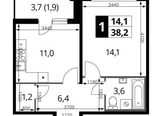 Продам 1-комнатную квартиру, 38.2 м2, Москва, станция Водники, Ленинградское шоссе, 228к4