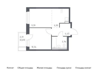 Продам однокомнатную квартиру, 34.6 м2, поселение Филимонковское, жилой комплекс Квартал Марьино, к1
