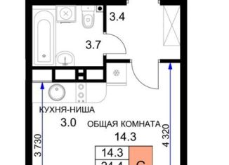 Продается квартира студия, 31 м2, Краснодар, ЖК Ракурс, улица имени Героя Ростовского, 8к1