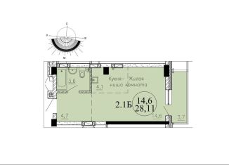 Продается квартира студия, 28.1 м2, Новосибирск, Озёрная улица, ЖК Крымский