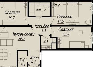 3-комнатная квартира на продажу, 106.3 м2, Санкт-Петербург, муниципальный округ Аптекарский Остров