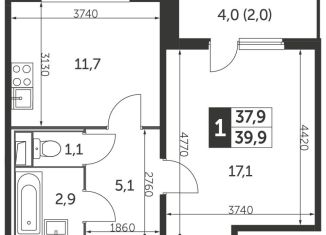 Продается 1-комнатная квартира, 40.1 м2, Люберцы, жилой комплекс 1-й Лермонтовский, к2.1