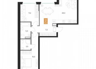 Продаю 2-комнатную квартиру, 72.5 м2, Курск