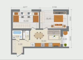 Продаю двухкомнатную квартиру, 64.8 м2, деревня Разбегаево