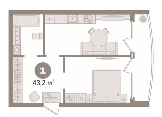 Продажа 1-ком. квартиры, 43.2 м2, Тюмень, Калининский округ, улица Короленко, 12