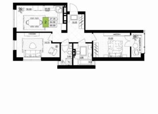 Продам 2-ком. квартиру, 68.9 м2, Гурьевск