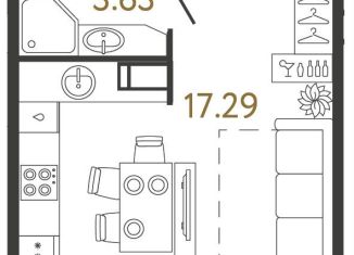 Продам квартиру студию, 26 м2, Санкт-Петербург, метро Комендантский проспект