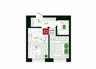 Продажа 1-комнатной квартиры, 32.3 м2, Тула