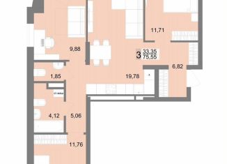 Продажа 3-комнатной квартиры, 75.6 м2, Екатеринбург, ЖК На Тенистой