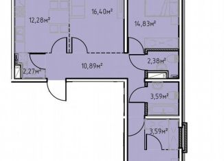 Трехкомнатная квартира на продажу, 83.2 м2, Иркутск, улица Сибирских Партизан, 1А/1