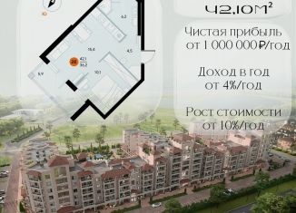 1-комнатная квартира на продажу, 42.1 м2, поселок городского типа Заозерное, улица Аллея Дружбы, 10А