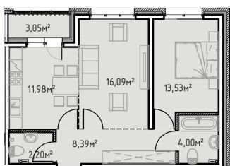 2-комнатная квартира на продажу, 59.2 м2, Иркутск, улица Сибирских Партизан, 1А/1