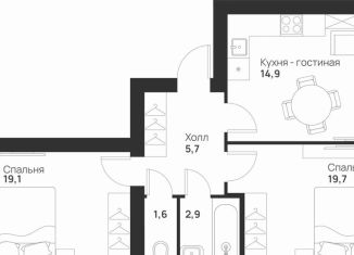 Продам 2-ком. квартиру, 66.3 м2, Тула, улица Героев России, 2