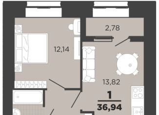 Продается 1-комнатная квартира, 36.9 м2, Рязань, ЖК Юный, Семчинская улица, 8