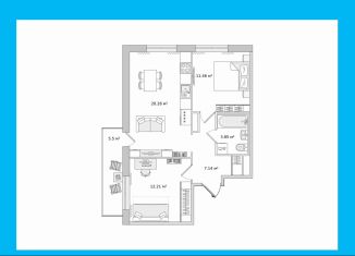 Продаю двухкомнатную квартиру, 53.4 м2, посёлок Парголово