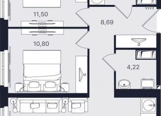 Продажа трехкомнатной квартиры, 61.4 м2, Санкт-Петербург, проспект Большевиков, уч3, ЖК Про.Молодость