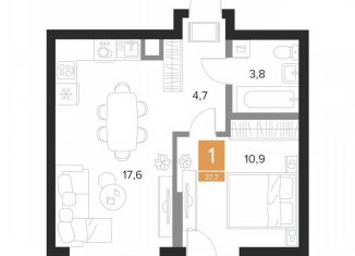 Продажа 1-ком. квартиры, 37.7 м2, Курск