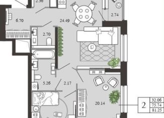 Продается 2-комнатная квартира, 81.3 м2, Тула, Советский территориальный округ