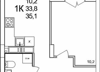 Продаю однокомнатную квартиру, 35.1 м2, деревня Анкудиновка, ЖК КМ Анкудиновский Парк, жилой комплекс КМ Анкудиновский Парк, 47