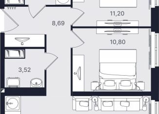 Продам 3-ком. квартиру, 61.4 м2, Санкт-Петербург, проспект Большевиков, уч3, ЖК Про.Молодость