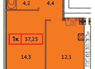 Продам 1-ком. квартиру, 37.3 м2, Иваново