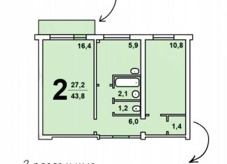 Продам 2-ком. квартиру, 43.8 м2, Северодвинск, улица Серго Орджоникидзе, 9