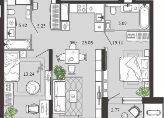 Продаю 2-ком. квартиру, 67.9 м2, Тула, Советский территориальный округ