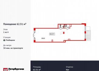 Продажа помещения свободного назначения, 62.51 м2, посёлок Шушары, Колпинское шоссе, 125
