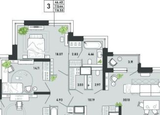 3-ком. квартира на продажу, 118.5 м2, Тула, Советский территориальный округ