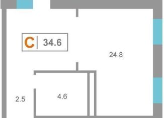 Однокомнатная квартира на продажу, 34.6 м2, Тюмень