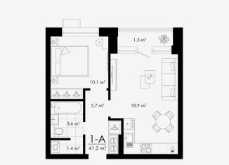 Продажа однокомнатной квартиры, 41.2 м2, Астрахань, улица Бехтерева, 12/4, ЖК Атмосфера