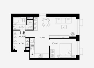 Продам однокомнатную квартиру, 46.3 м2, Астрахань, улица Бехтерева, 12/4, ЖК Атмосфера