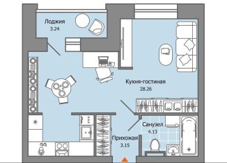 Продажа 1-ком. квартиры, 37 м2, Удмуртия
