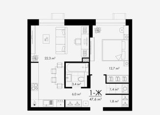 Продается однокомнатная квартира, 47.6 м2, Астрахань, улица Бехтерева, 12/4, ЖК Атмосфера