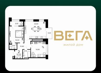 Продается двухкомнатная квартира, 75.5 м2, Рязань, 1-я Железнодорожная улица, 18