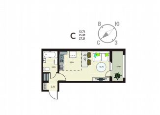 Квартира на продажу студия, 27.2 м2, Курск, улица Энгельса, 115/5
