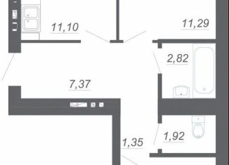 Продается двухкомнатная квартира, 51 м2, Татарстан, жилой комплекс Радужный-2, с16