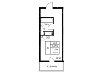 Квартира на продажу студия, 24 м2, Ростов-на-Дону, улица Нансена, 99с3