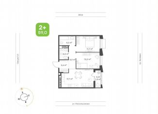 Продается 2-ком. квартира, 59 м2, Татарстан