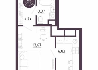 1-ком. квартира на продажу, 27.6 м2, Тула, Пряничная улица, 6