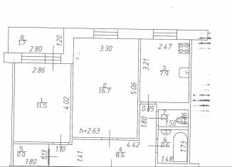2-ком. квартира на продажу, 52.3 м2, Татарстан, улица Маршала Чуйкова, 49