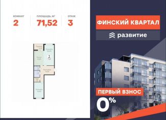 Продается 2-ком. квартира, 71.5 м2, деревня Лупполово, ЖК Финские Кварталы