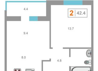 Продажа 1-ком. квартиры, 40 м2, Тюмень, улица Фармана Салманова, 16, ЖК Интеллект Квартал