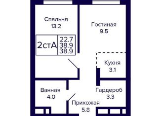 Продажа двухкомнатной квартиры, 38.9 м2, Новосибирск, метро Золотая Нива, улица Грибоедова, с1