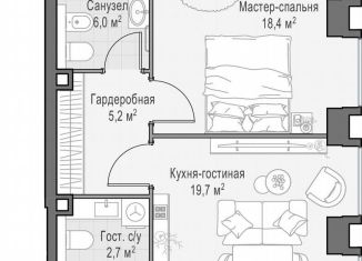 1-комнатная квартира на продажу, 56 м2, Москва, метро Деловой центр