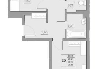 Двухкомнатная квартира на продажу, 65.3 м2, Ростов-на-Дону, ЖК Новый Горизонт