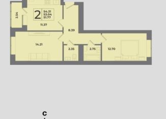 Продаю 2-комнатную квартиру, 54.3 м2, Калининград