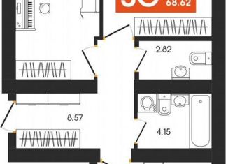 Продажа трехкомнатной квартиры, 68.6 м2, Октябрьский, улица Островского
