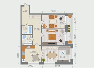 Продается трехкомнатная квартира, 91.1 м2, деревня Разбегаево